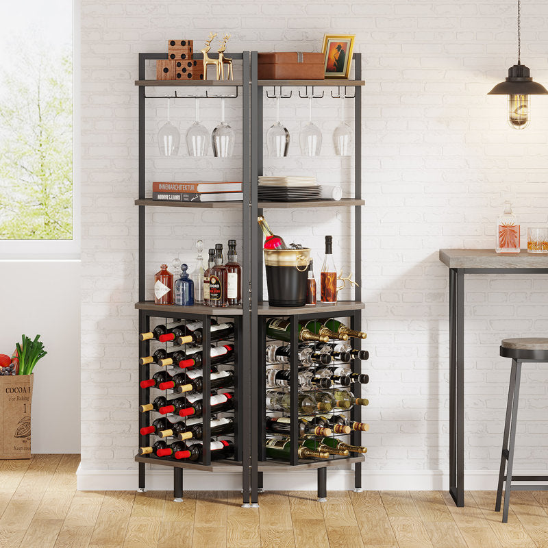 Aljawhara 18 Bottle Floor Wine Bottle & Glass Rack