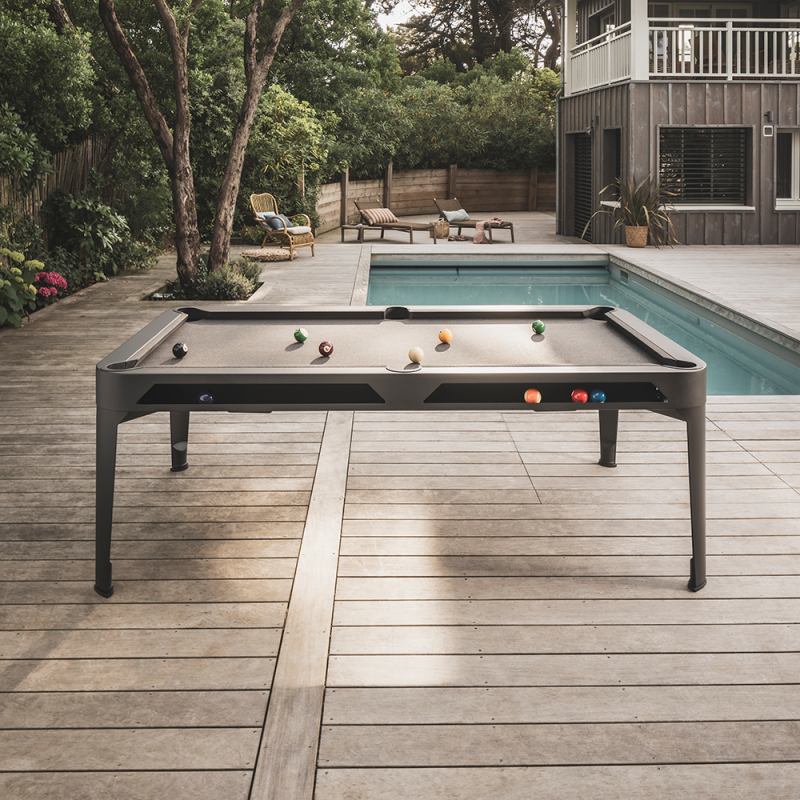 Hyphen Outdoor Pool table Black Grey Frame / Light Grey Cloth
