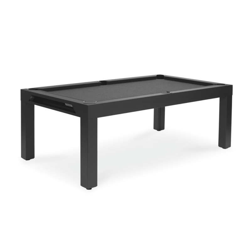 Classic Outdoor Pool Table - Black Grey Frame Dark Grey Cloth