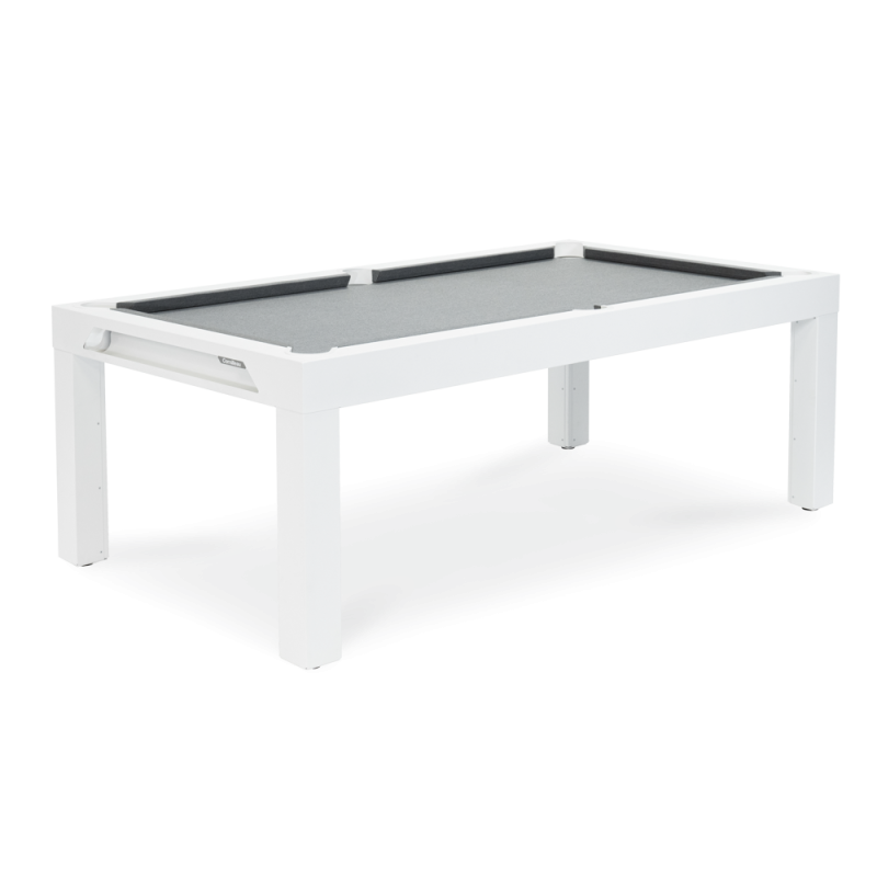 Classic Outdoor Pool Table - White Frame Light Grey Cloth