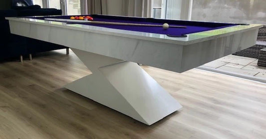 Carrara Marble LIGHTNING Pool Diner Table by Superpool UK