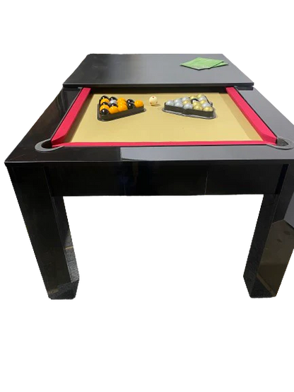 EX-SHOWROOM 6' Gloss Black Rosetta English Pool Dining Table by SUPERPOOL
