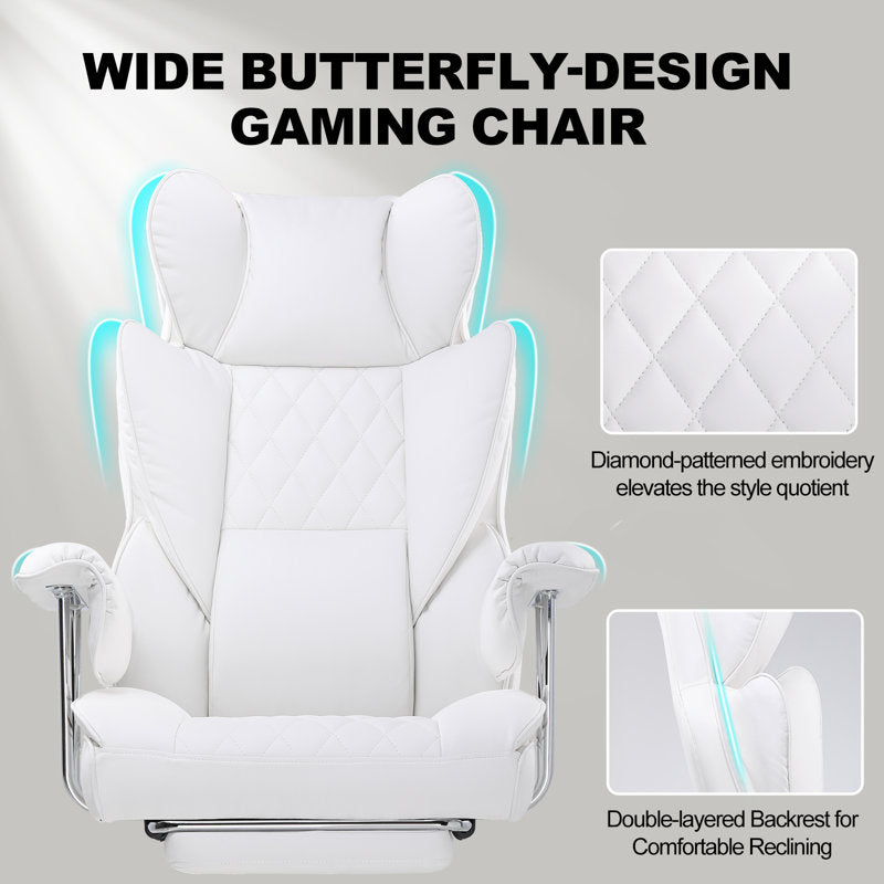 Inbox Zero Adjustable Reclining Ergonomic Faux Leather Swiveling PC & Racing Game Chair
