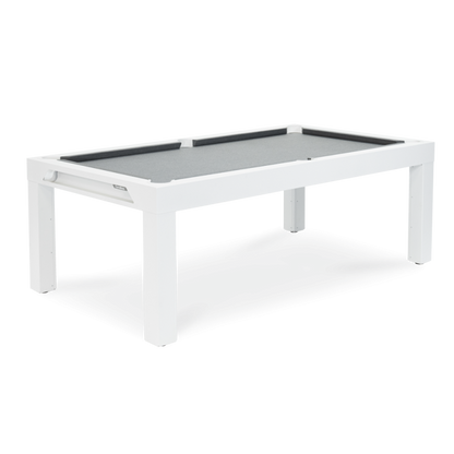 Classic Outdoor Pool Table - White Frame Light Grey Cloth